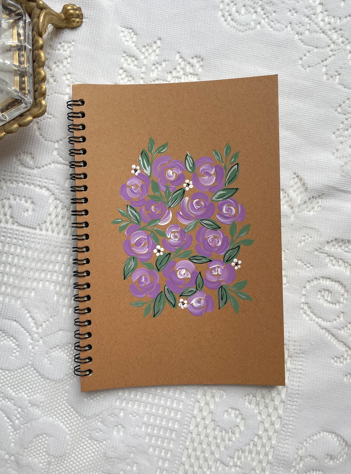 Hand Painted Floral Spiral Notebook