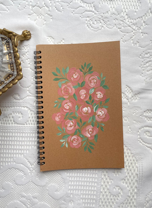 Hand Painted Floral Spiral Notebook